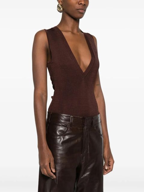 ENTIRE STUDIOS V-neck sleeveless bodysuit - Brown