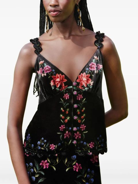 FARM Rio floral-pattern straps top - Black - zdjęcie produktu nr 1