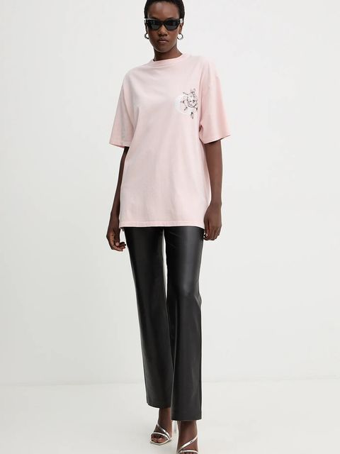 Guess t-shirt bawełniany damski kolor różowy W5BI19 I3Z14