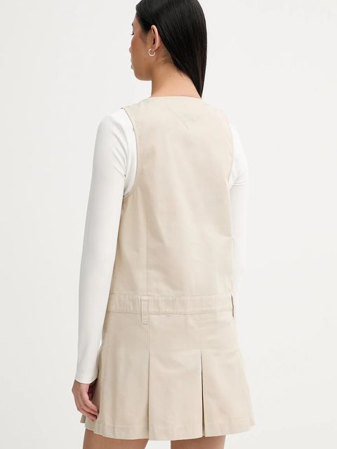 Tommy Jeans sukienka bawełniana kolor beżowy mini rozkloszowana DW0DW21949