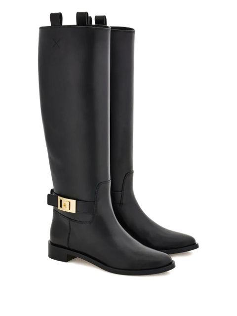 Ferragamo Hug-buckle knee-high boots - Black