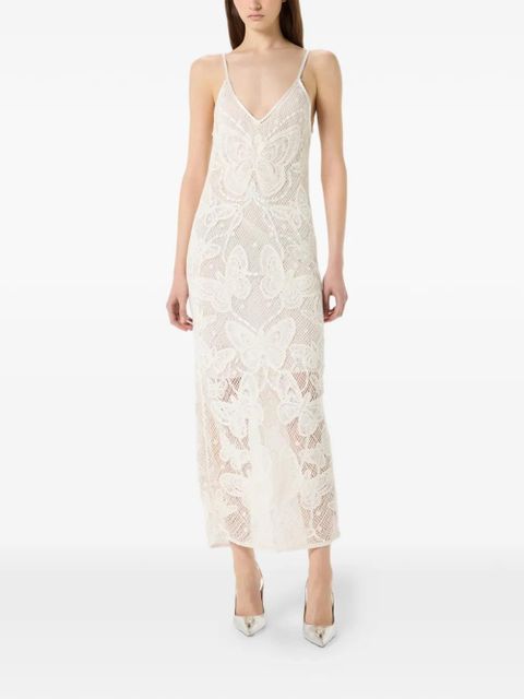 Blumarine butterfly-motif V-neck maxi dress - Neutrals