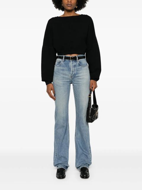 Saint Laurent cropped cotton sweatshirt - Black - zdjęcie produktu nr 2