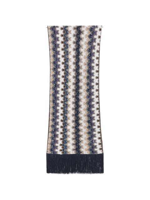 Missoni zigzag-knit fringed scarf - Neutrals - zdjęcie produktu nr 1
