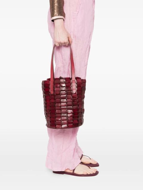 DRAGON DIFFUSION leather-woven bucket bag - Red