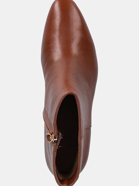 Lauren Ralph Lauren botki skórzane Demi damskie kolor brązowy na słupku 802974503001