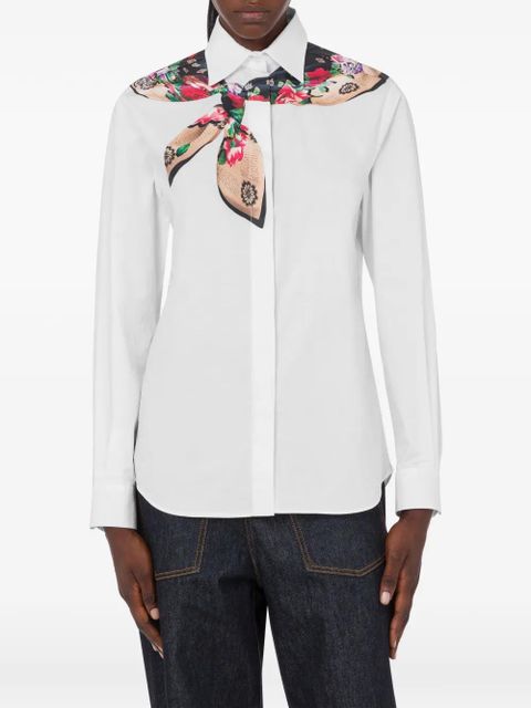 Moschino floral-pattern scarf-embellished shirt - White