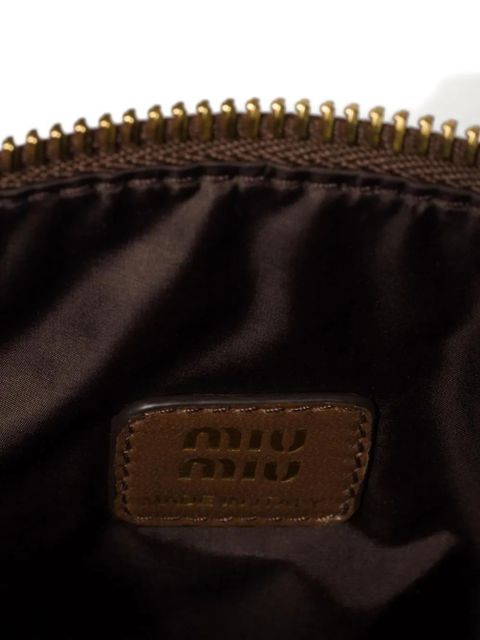 Miu Miu mini Gabardine logo zip bag - Brown