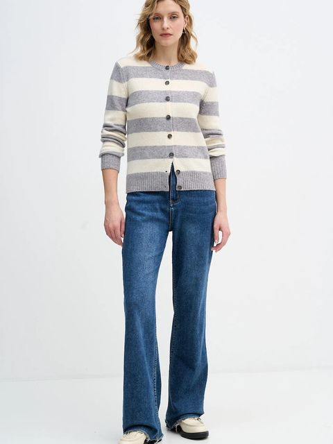 United Colors of Benetton kardigan wełniany kolor szary lekki 103ME5014 - zdjęcie produktu nr 2