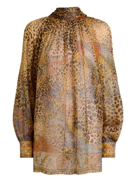 ETRO paisley animal-print silk top - Neutrals - zdjęcie produktu nr 1