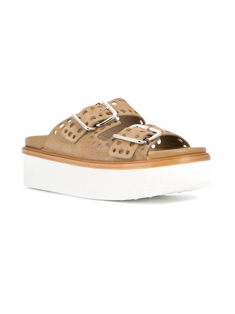 Tod's punched hole double buckle sandals - Brown - zdjęcie produktu nr 2