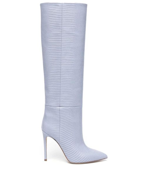 Paris Texas 105mm crocodile-effect knee-high boots - Blue - zdjęcie produktu nr 1