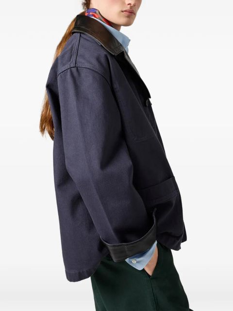 Miu Miu patch-pocket embroidered-logo jacket - Blue