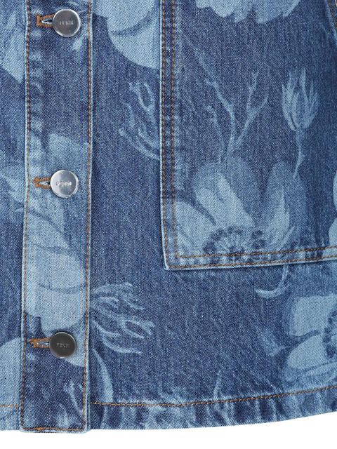 FENDI floral-print button-front dress - Blue