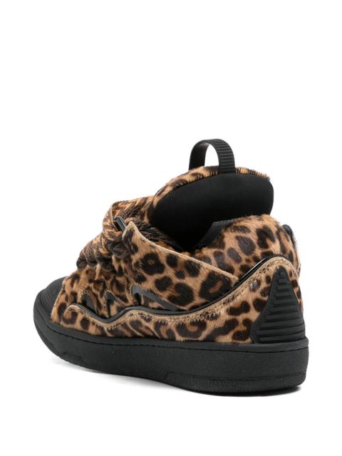 Lanvin Curb animal-print lace-up sneakers - Neutrals