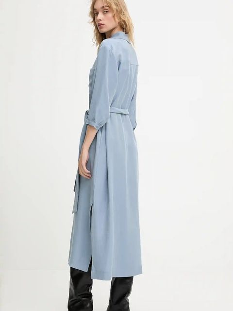 Answear.LAB sukienka kolor niebieski midi prosta