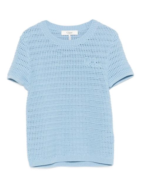 Chloé crochet-knit T-shirt - Blue - zdjęcie produktu nr 1