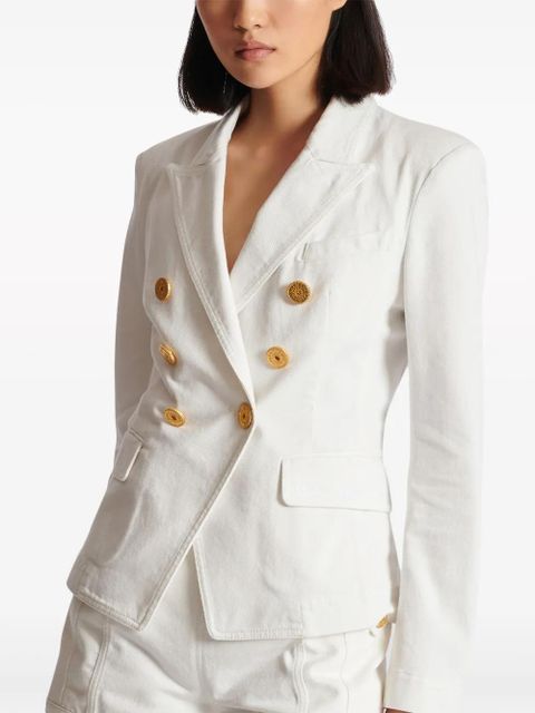 Balmain 6-Button double-breasted denim blazer - White