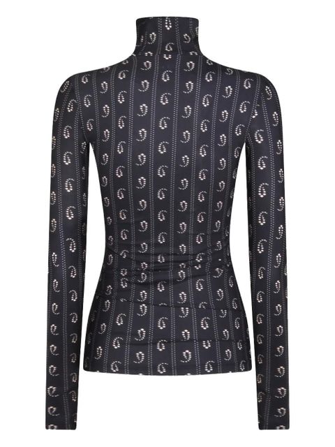 Tory Burch geometric-print turtleneck top - Blue - zdjęcie produktu nr 2