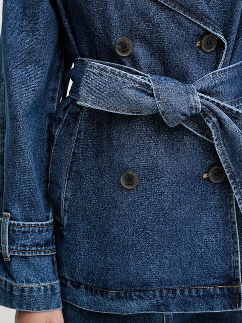 Dkny płaszcz jeansowy kolor niebieski DL5MPV83