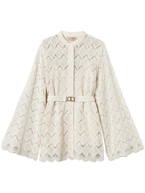 TWINSET macramé lace shirt - Neutrals - zdjęcie produktu nr 1