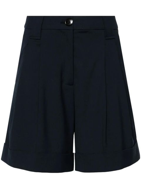 GANNI high-rise pleated shorts - Blue