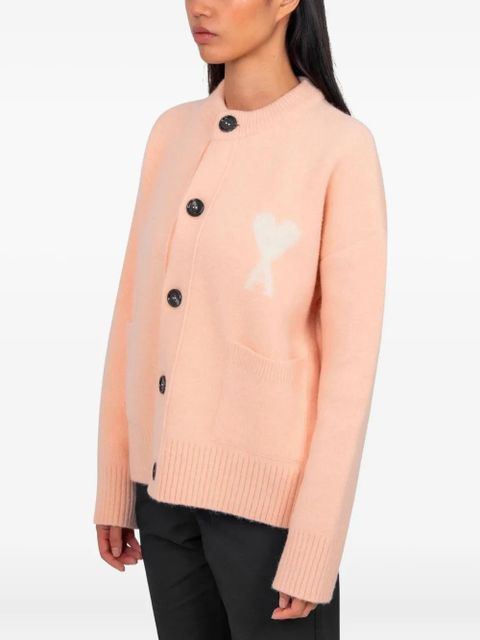 AMI Paris logo-detail button cardigan - Pink