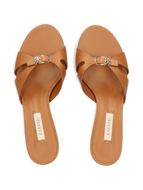 Casadei logo-plaque leather sandals - Brown