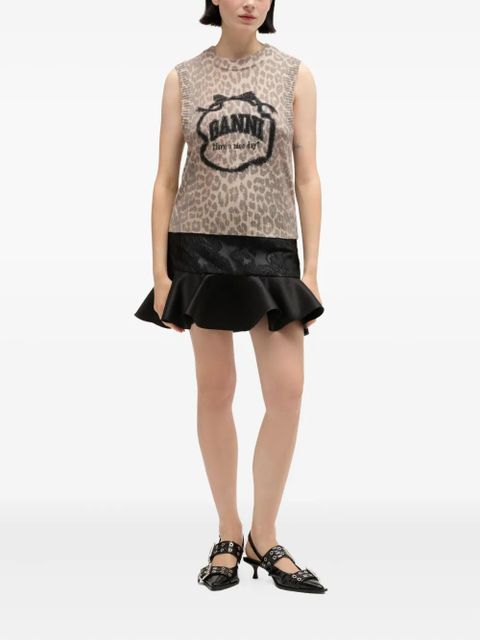 GANNI leopard-print vest - Brown
