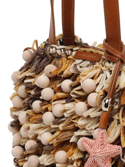 Aquazzura wood pom-pom clutch bag - Neutrals