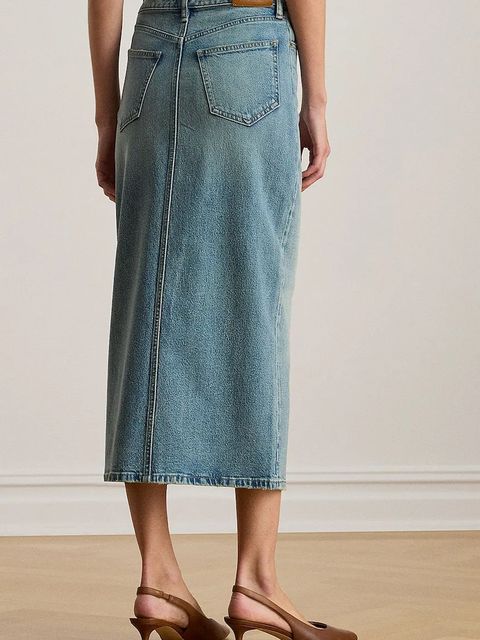 Lauren Ralph Lauren spódnica jeansowa kolor niebieski midi prosta 200P03635 - zdjęcie produktu nr 2