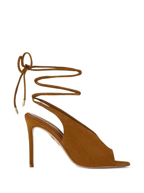 Aquazzura Lais lace-up peep-toe sandals - Brown - zdjęcie produktu nr 1