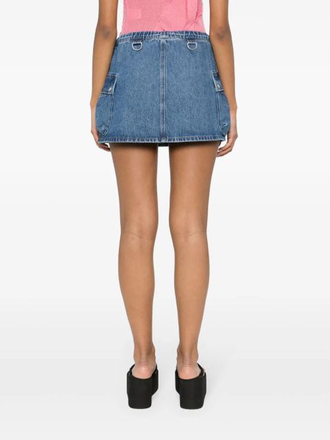 Coperni appliqué-logo denim cargo skirt - Blue