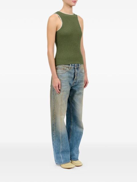 MM6 Maison Margiela ribbed stitch sleeveless tank top - Green