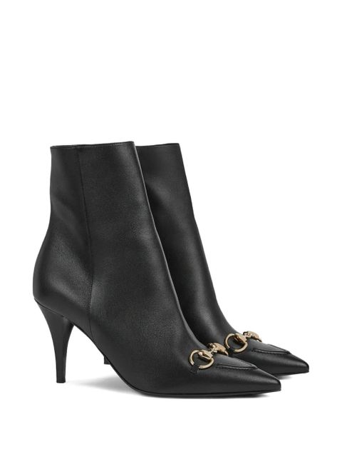 Gucci 85mm Horsebit-detail leather ankle boots - Black