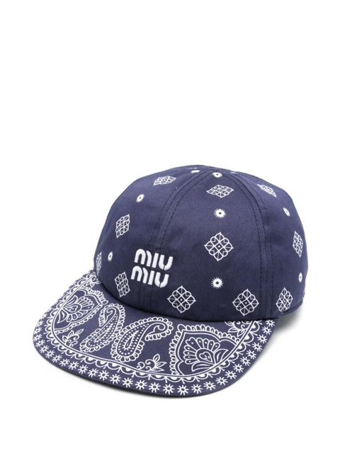 Miu Miu logo-embroidered cap - Blue - zdjęcie produktu nr 1