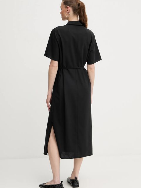 BOSS sukienka wełniana kolor czarny midi prosta 50546632