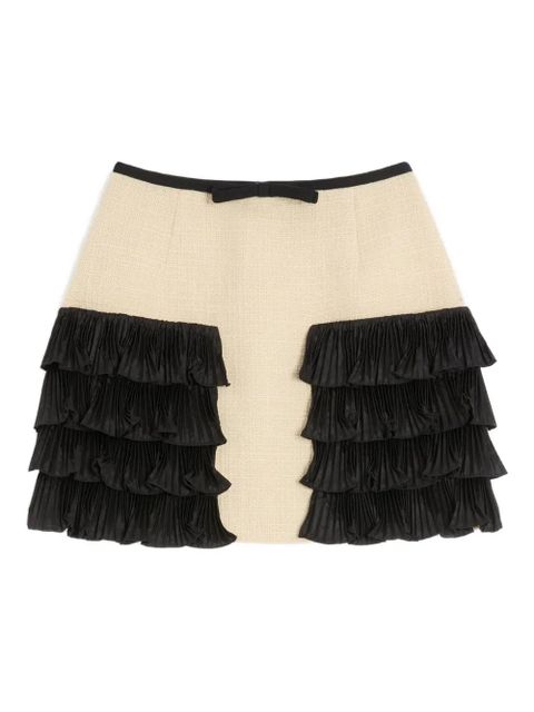Valentino Garavani pleated-ruffle tweed skirt - Neutrals - zdjęcie produktu nr 1