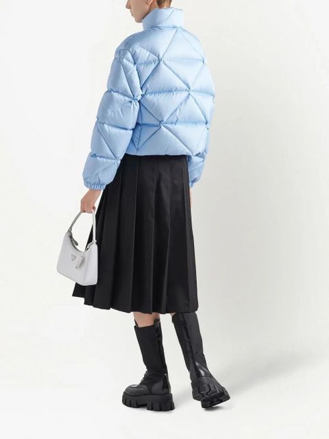 Prada quilted cropped down jacket - Blue