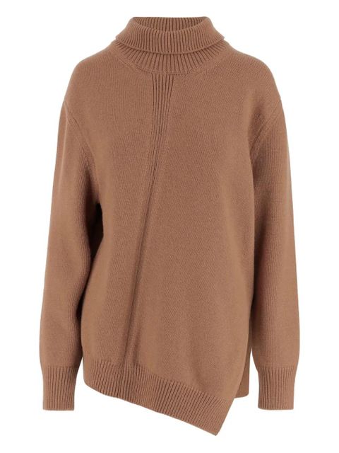 Jil Sander high-neck asymmetrical sweater - Brown - zdjęcie produktu nr 1