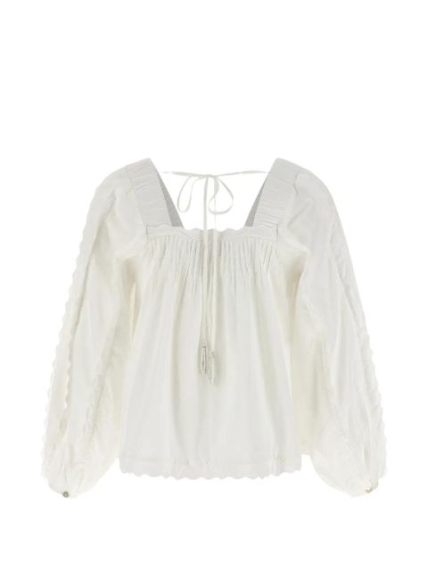 FARM Rio pleat long-sleeve blouse - White - zdjęcie produktu nr 2