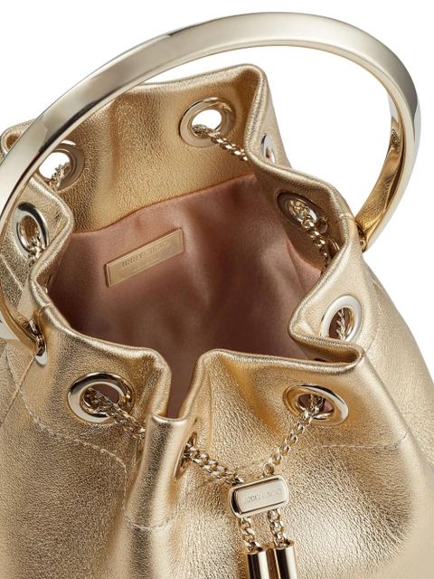 Jimmy Choo Bon Bon metallic-finish bucket bag - Gold