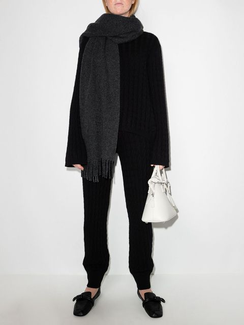 TOTEME fringed-edge wool scarf - Grey - zdjęcie produktu nr 2