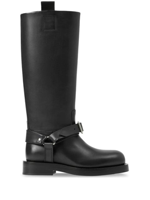 Burberry Saddle knee-high leather boots - Black - zdjęcie produktu nr 1