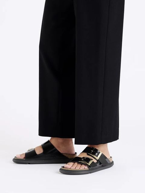 Birkenstock klapki skórzane Arizona Droplet Buckle damskie kolor czarny 1029353