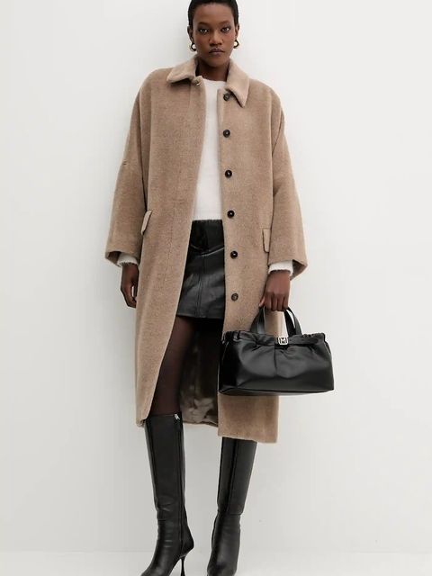 Marella płaszcz wełniany kolor brązowy 2523016122200