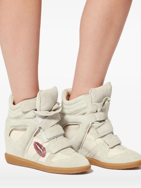 ISABEL MARANT 50mm Bekett lips-motif sneakers - Neutrals
