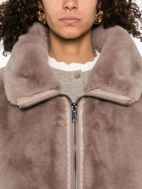 PINKO faux-fur zip-front vest - Neutrals