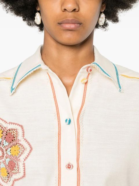 ZIMMERMANN Ottie crochet-trim shirt - Neutrals