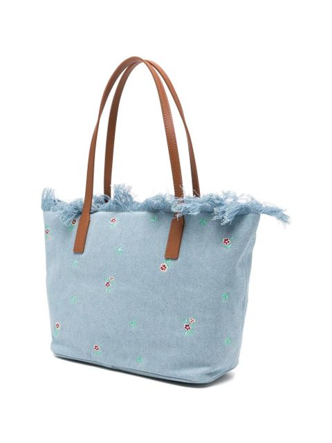 MC2 Saint Barth medium City floral-embroidered tote bag - Blue